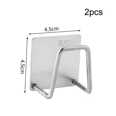 2-Pack Self-Adhesive Non-Slip Sink Drain Drying Rack Stainless Steel Kitchen Sponges Holder Storage Rack