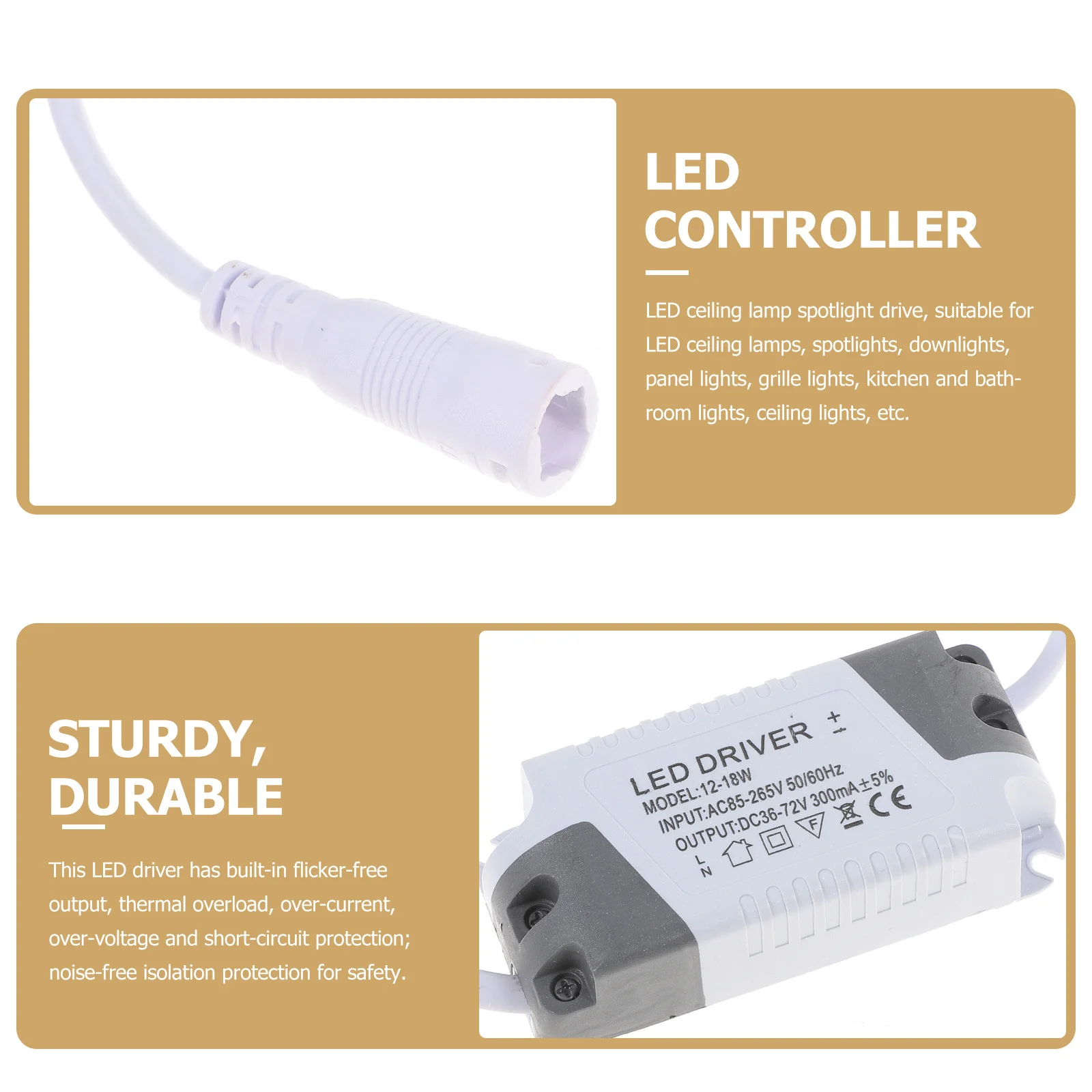 

LED Driver 12-18W Dc 36V-63V Constant Voltage Thermal Overload Protection Power Supply for LED Spotlights Dc Converter