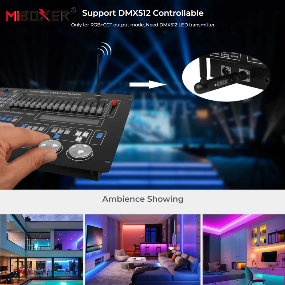 Miboxer ZL5 Zigbee3.0 + 2.4GHzRF 5IN1 kontroler WiFi aplikacja/TUYA/sterowanie głosowe dla pojedynczego/dwukolorowego RGB RGBW RGB + CCT taśmy Led