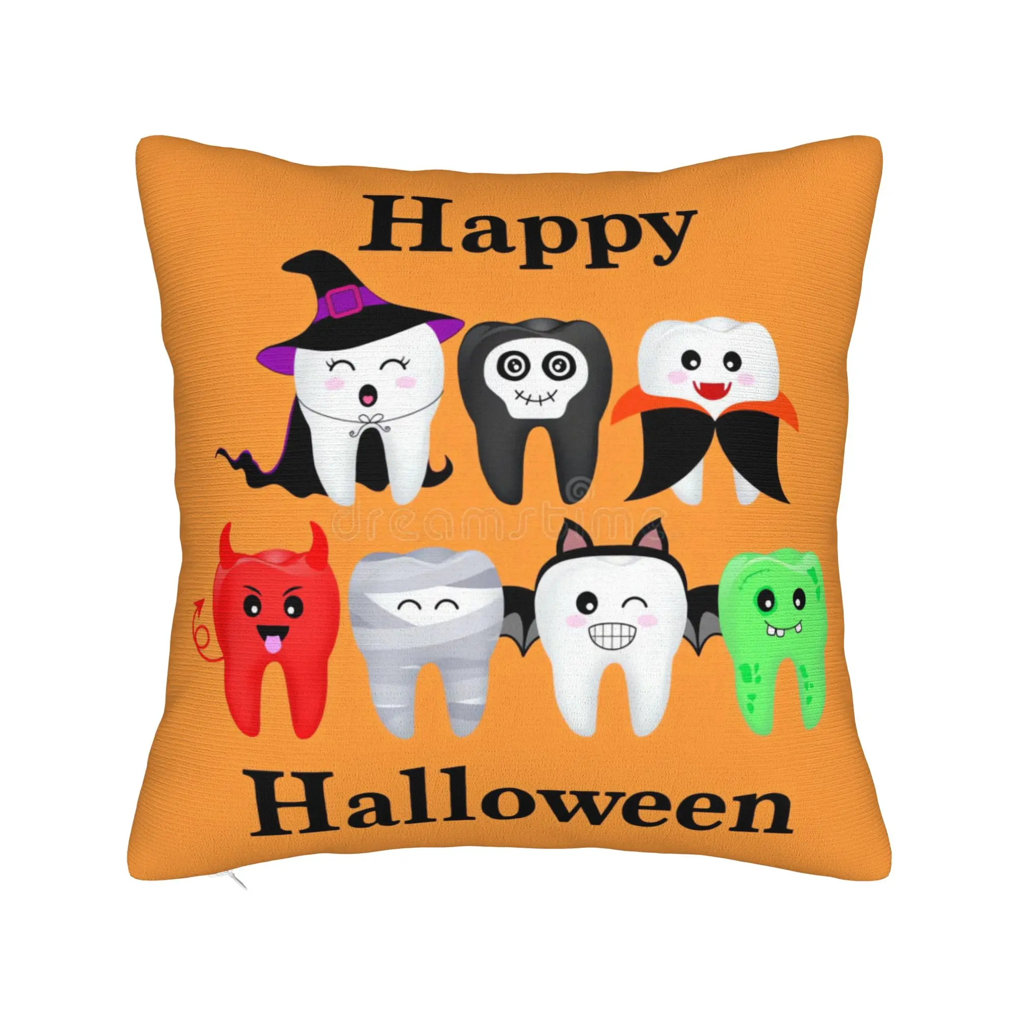 Cartoon spooky tooth Halloween Pillow Cover  Vintage Pillow Case For Office Car Home Decor Comfy Pillowcases Birthday Present