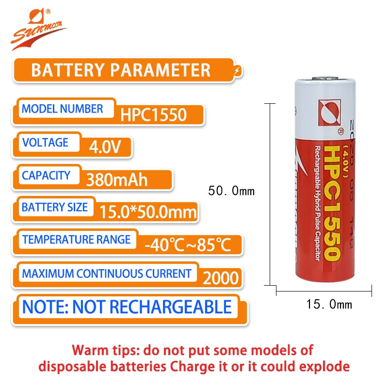 SUNMOON HPC1550 rechargeable composite battery capacitor 4.0V servo encoder PLC electronic tag locator temperature controller