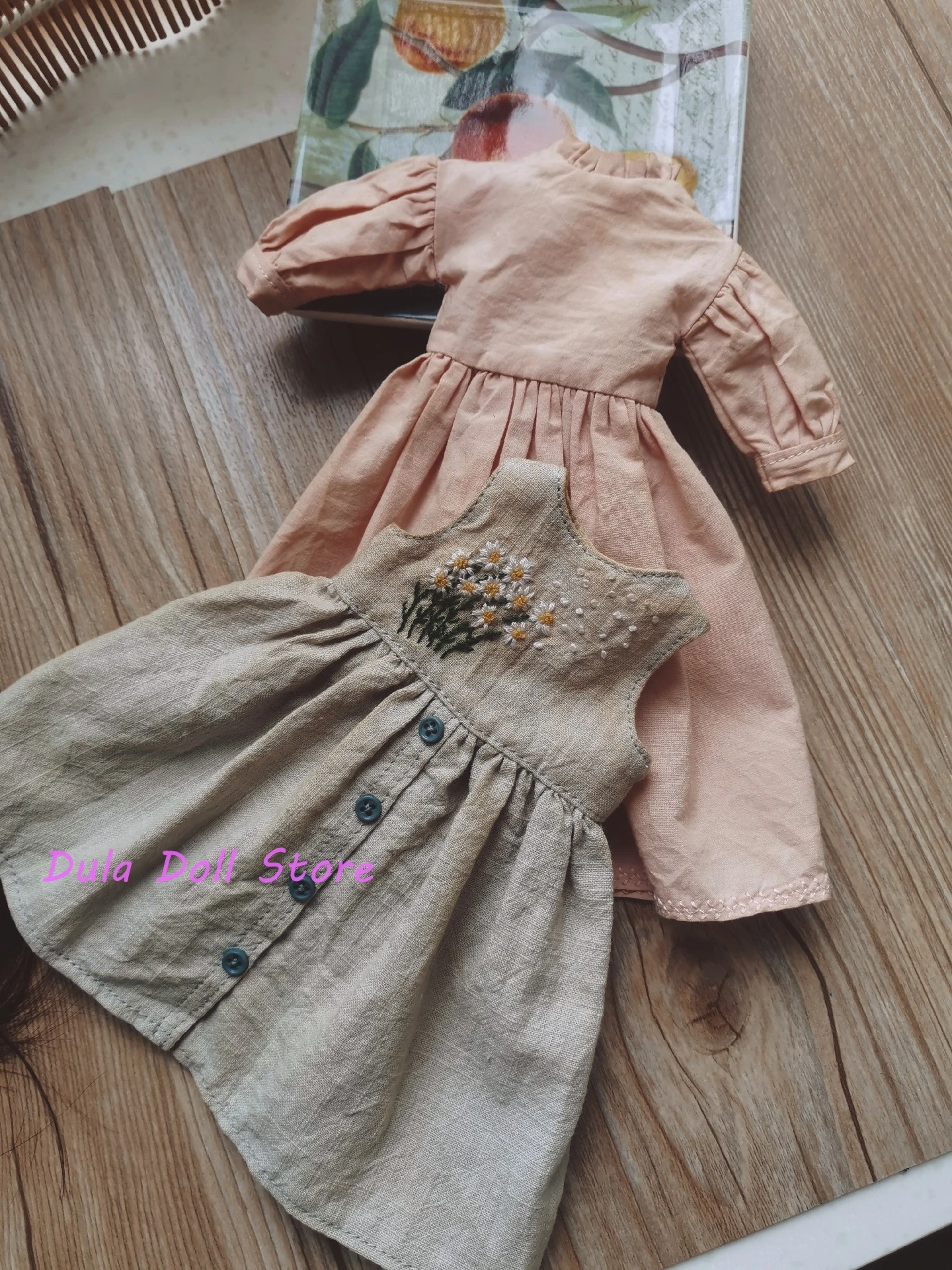 2026 Dula Doll Clothes Tea dyed daisy embroidered long skirt Blythe Qbaby ob24 ob22  6 points Monster baby Holala  Doll