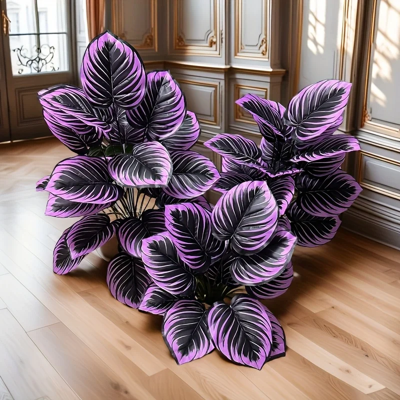 18-köpfige künstliche violette Pflanzen, realistische Boden-Bonsai-Pflanze für den Innenbereich, für Zuhause, Hochzeiten, Hotels, Gärten, Fotografie-Dekorationen – Detail 1