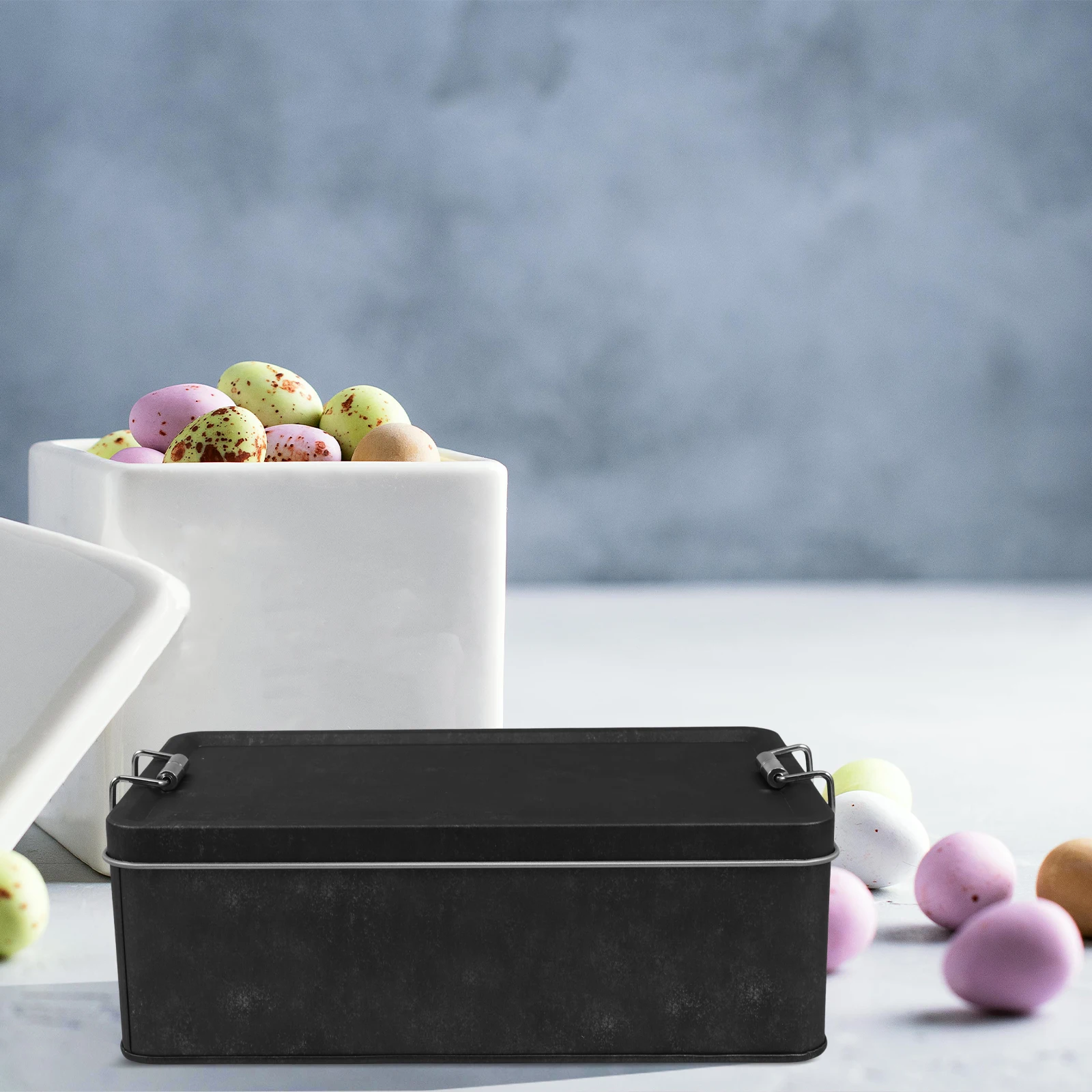 

Iron Box Packaging Candy Biscuit Tin Golden Cookie Jars Kitchen Counter Decorative Reusable Storage Containers Metal Tin Box