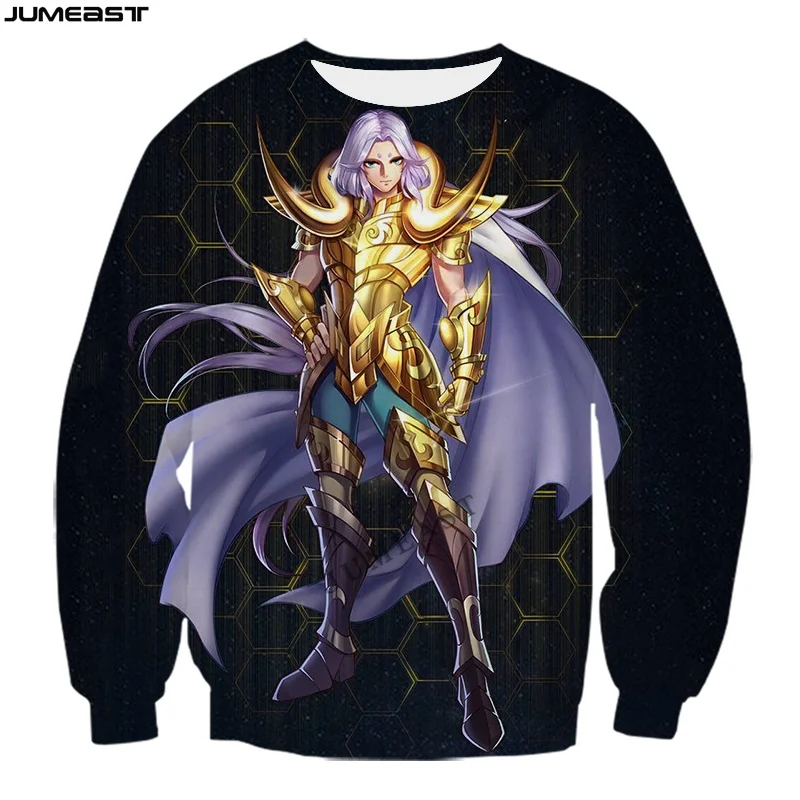 Jumeast Y2k Men Women 3D Printed Sweatshirt Cartoon Anime Saint Seiya Long Sleeve Fashion HipT Shirt Sport Pullover Tops Tees