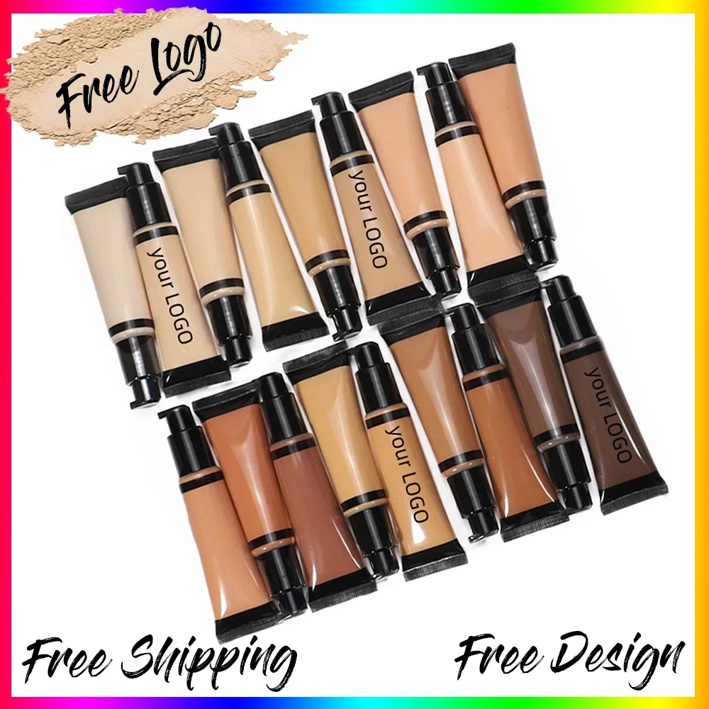 Waterproof Oil Control Liquid Foundation Private Label Easy To Wear Concealer Brighten Face Makeup Custom Logo