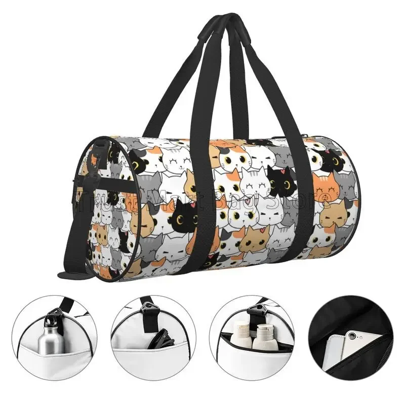 Gatos bonitos gatinho padrão mochila para meninas meninos mulheres esporte ginásio saco à prova dwaterproof água durante a noite fim de semana sacolas para viagens