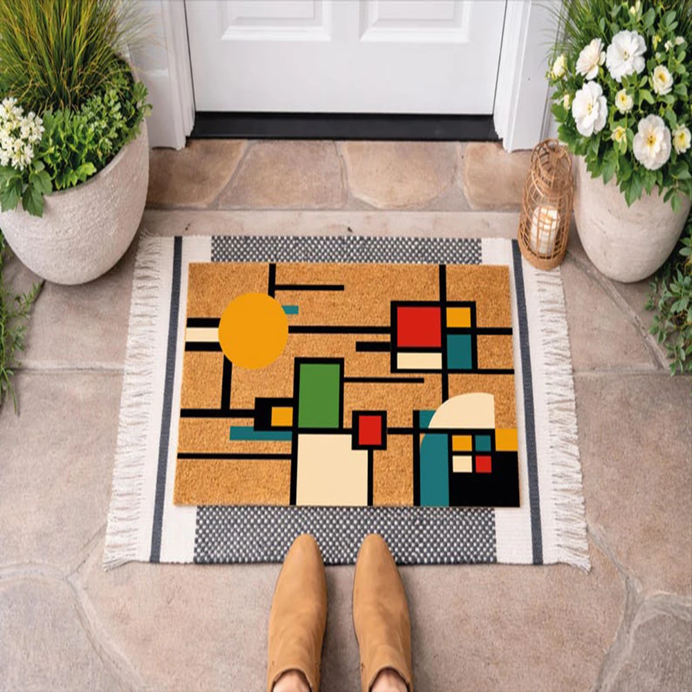 Century Textile & Sewing Supply Hours - Mid Century Modern Doormat Colorful Abstract