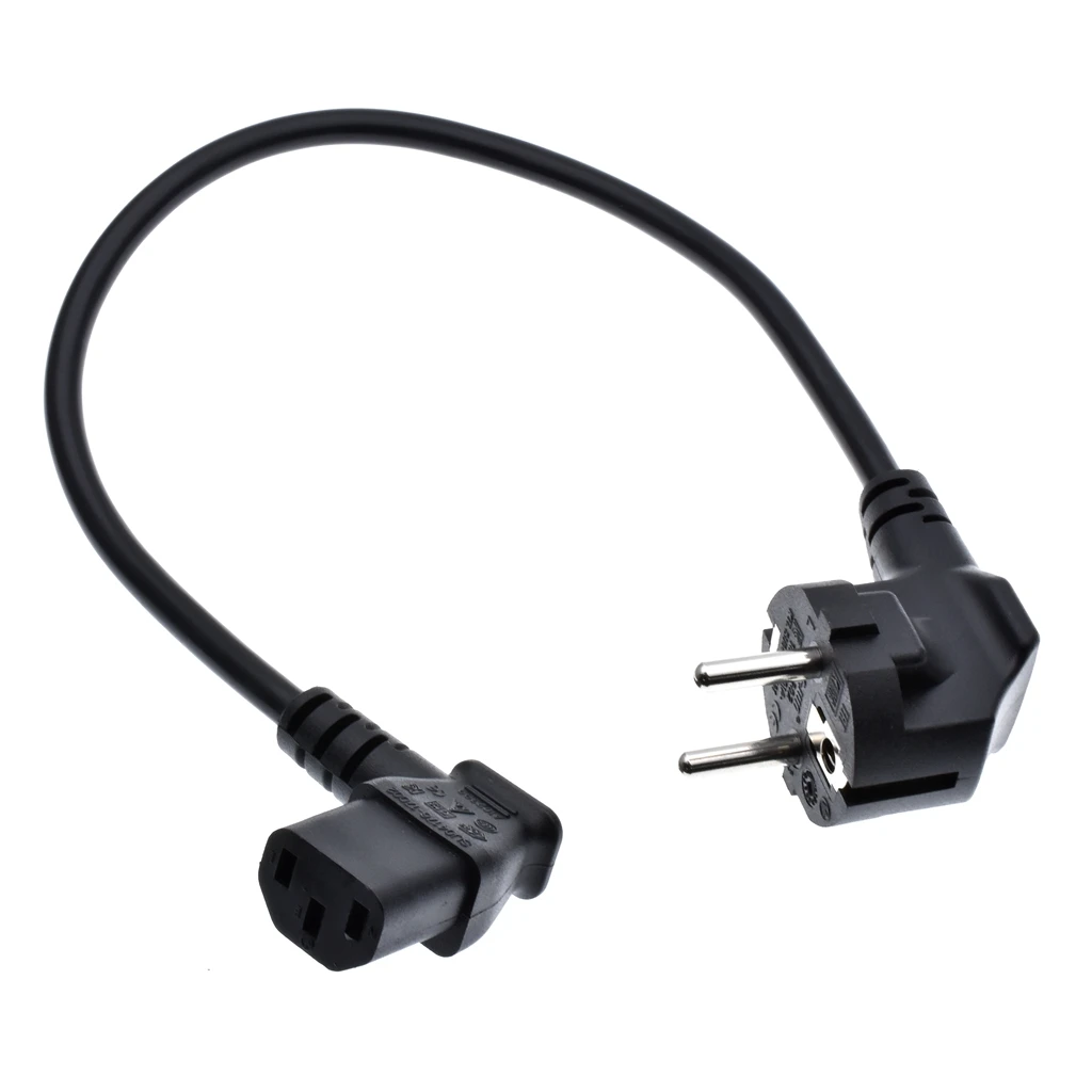 Angle C13 to European CEE7/7 Power Cords, 10A/16A, 250V, H05VV-F 0.75mm Cable ,Short Schuko to IEC C13 Power cord,30cm