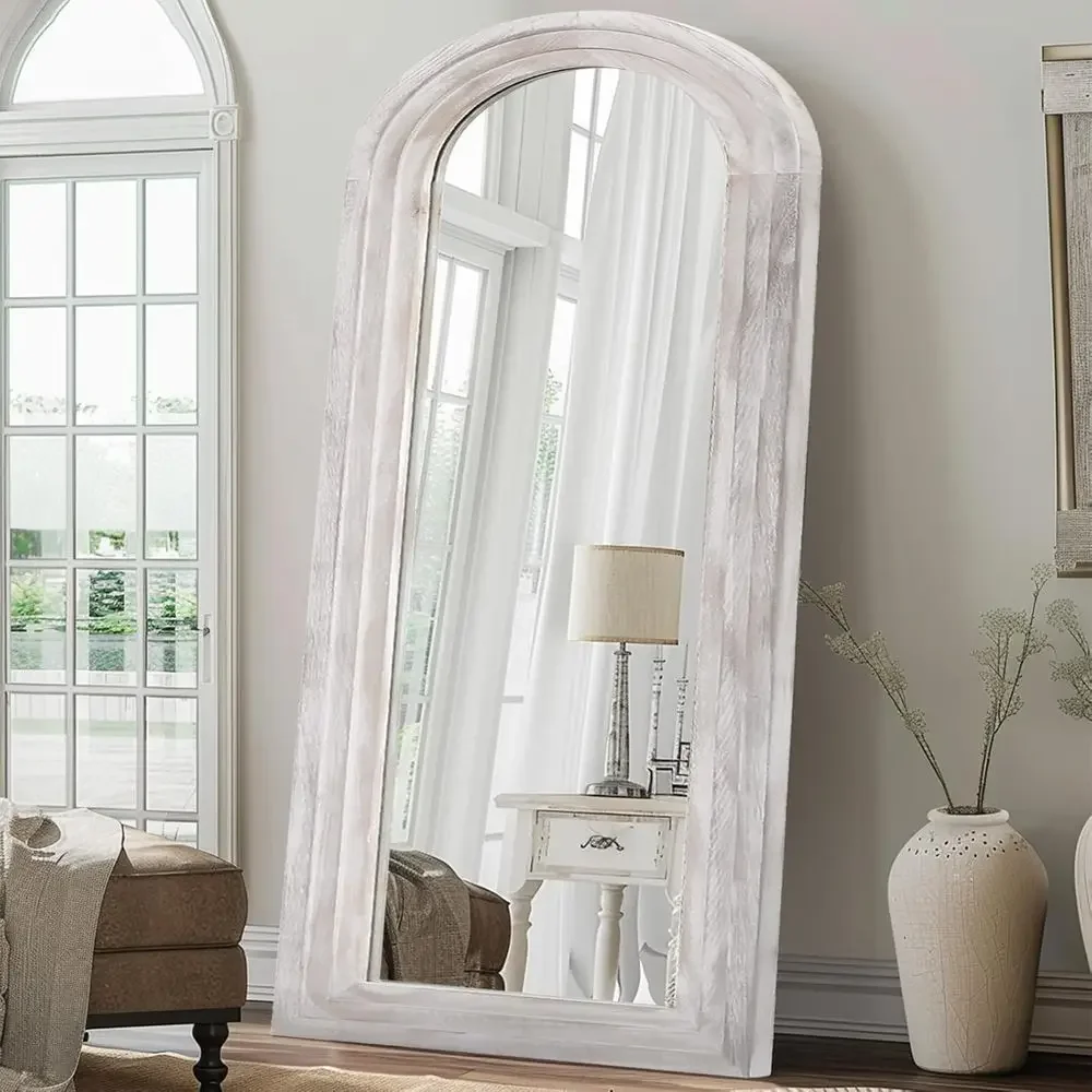 

Arched ull Length Mirror with Solid Wood e, 71x32 armhouse Wall Mirror ull Length with Stand, Veal Hanging, Leaning Standing or