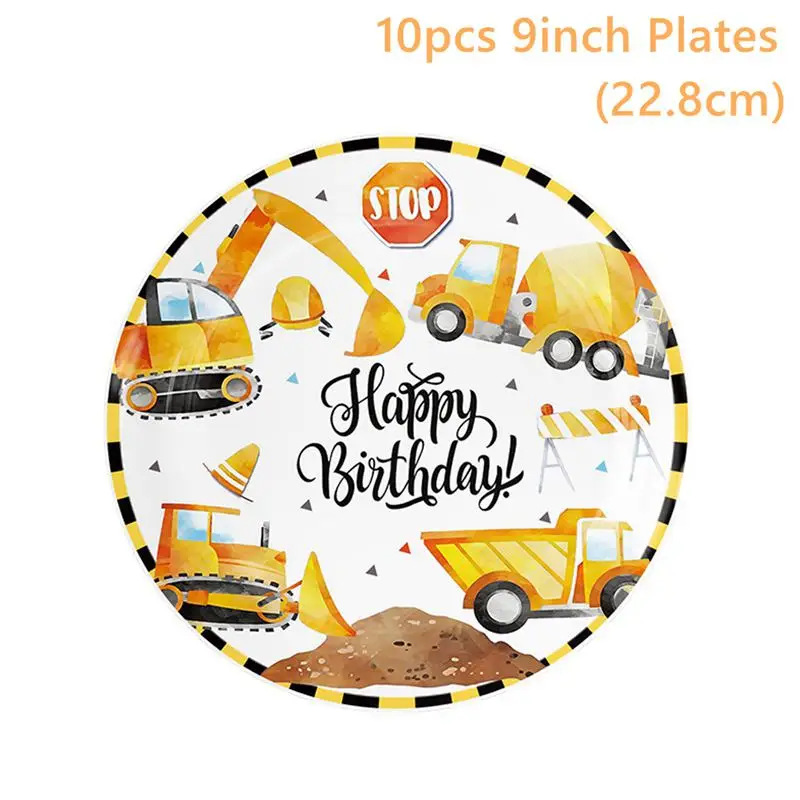 Excavator Truck Construction Party Plate Cup Tableware Happy Birthday Party Decor Kids Favor Boys Birthday Baby Shower Supplies