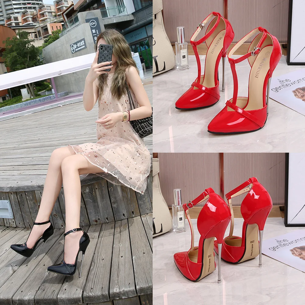 

Sexy Large Size High Heels Single oes Faion ow Nightclub Thin Heel Ele Women's oes Marni Brand Pure Color Strap