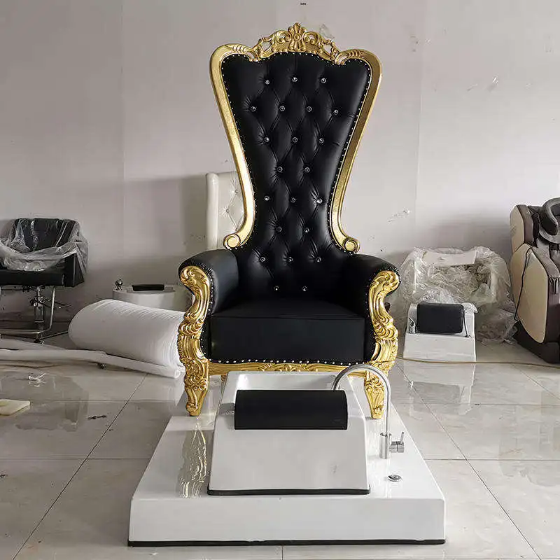 Luxury Gold High-End Pedicure Spa Chair with Shiatsu Kneading Massage for Nail Salon Beauty Foot Care