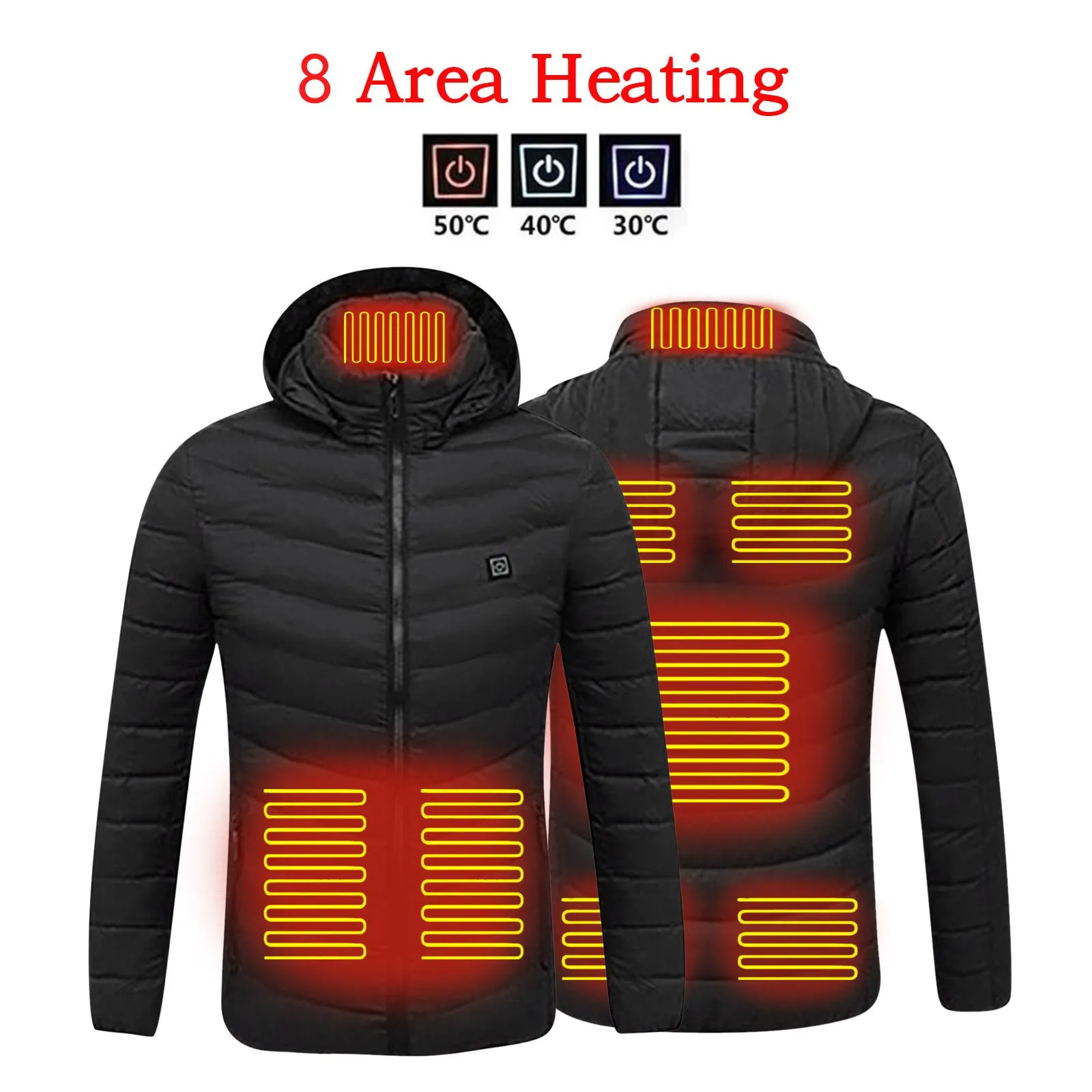 8 Areas Heating Jacket Men Women Winter Usb Electric Heating Coat Functional Self-Heating Clothes Outdoor Thick Padded Jacket