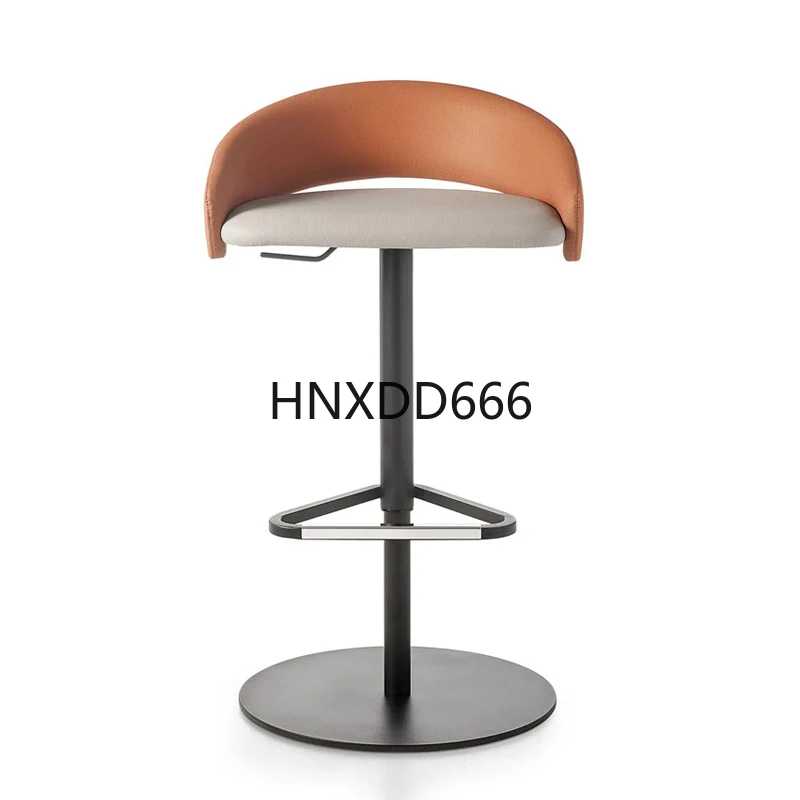 

Italian light luxury minimalist lifting bar chair stainless steel card seat fabric island chair