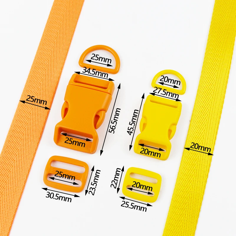 2-20 مجموعات Meetee 20/25 مللي متر طوق بكلاب إصلاح الملحقات على ظهره النايلون الشريط إغلاق الإصدار مشبك D حلقة ضبط ثلاثي الإنزلاق المنزلق