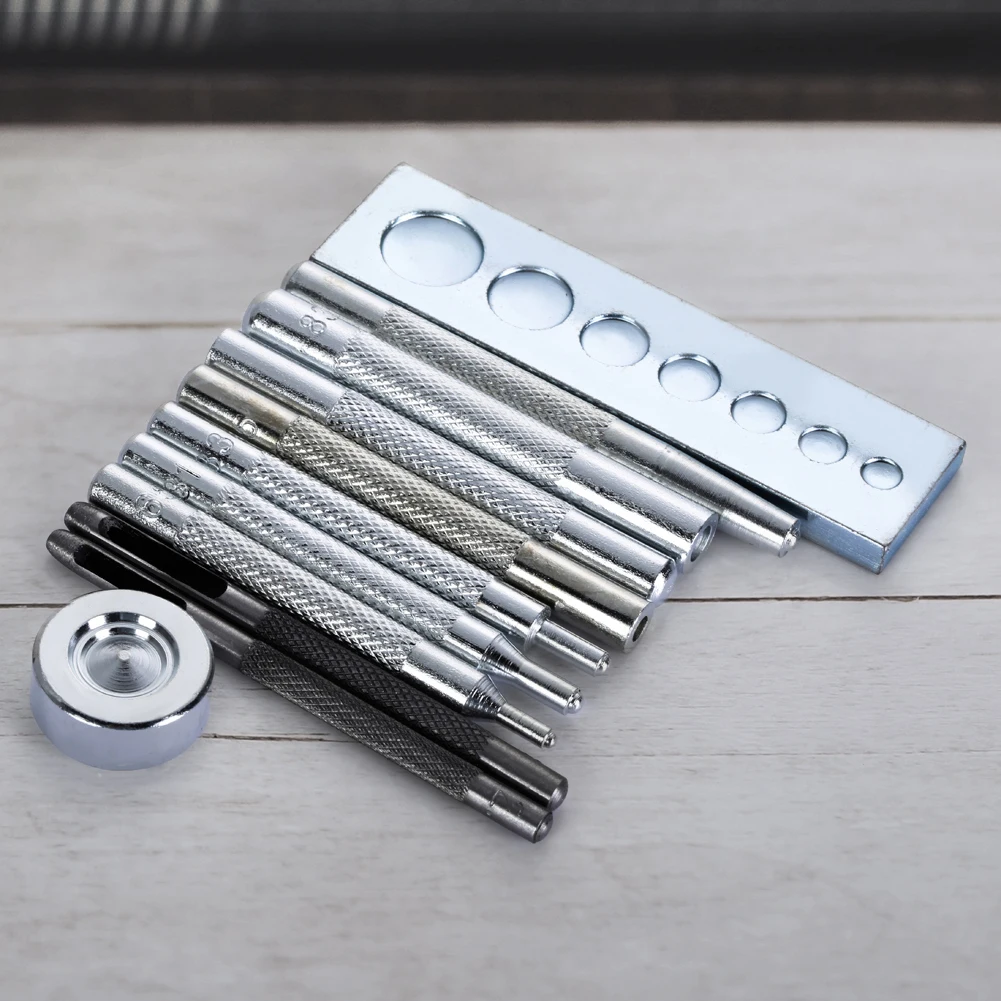 

11pcs Die Snap Rivet Tools DIY Leather Craft Metal Die Punch Hole Snap for Punch Hole for Install Rivet Button For Leather Tool