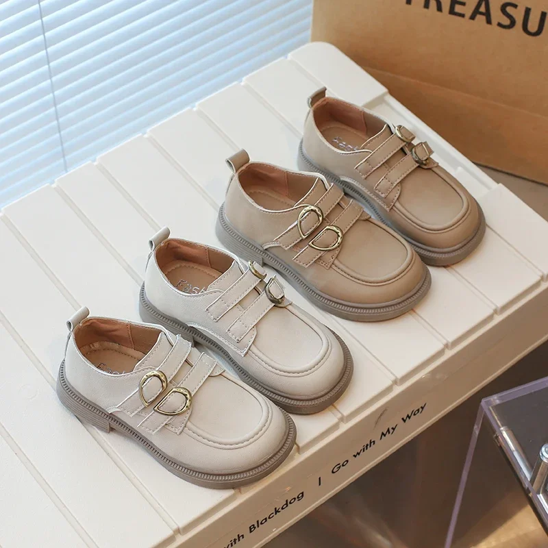 

Flats Shoes for Children Girl and Boy PU Spring and Autumn UK Style Comfortable Casual Fashion Chic Buckle Strap Uniform Shoes