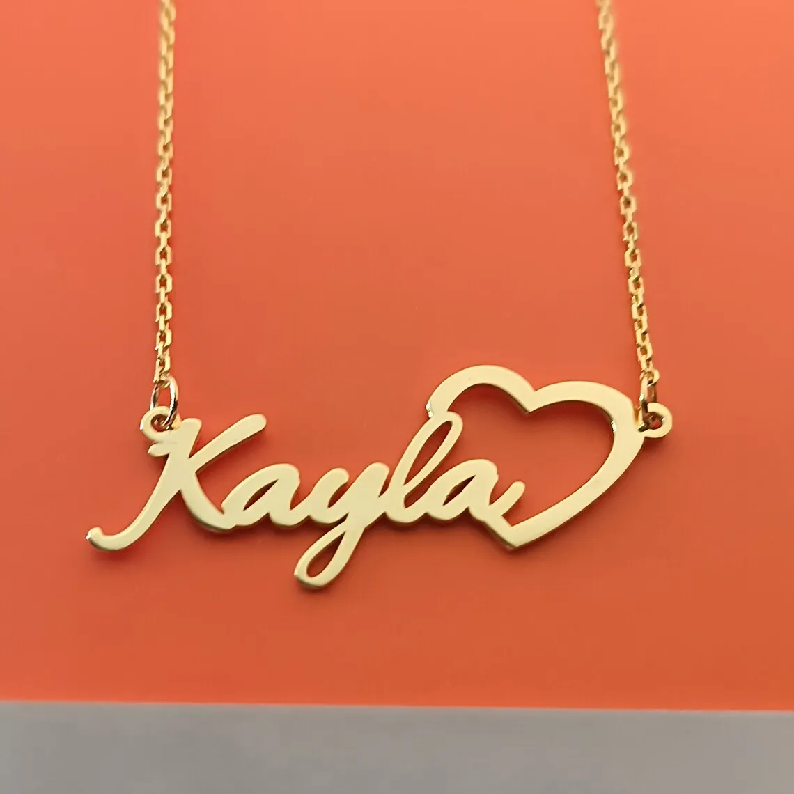 Custom Big Heart Name Necklace Jewelry Stainless Steel Gold Color Custom Nameplates Pendant Necklace Women Girl Accessories