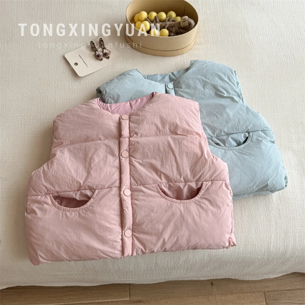 Korean Children's Clothing, Children's Vest, Winter Thick Girls' Loose Korean Cotton Vest, Over The Shoulder, Worn Outside