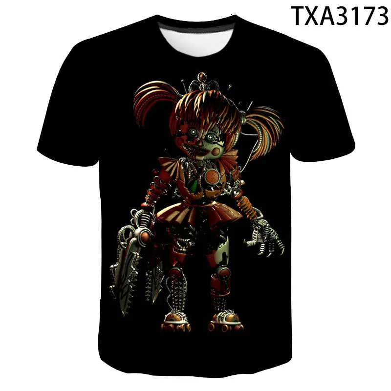 Summer New Fnaf Fashion Cartoon Animation T-Shirt 3D Pattern Printing Children Adult Hip-Hop Style T Shirt Street Short-Sleeved