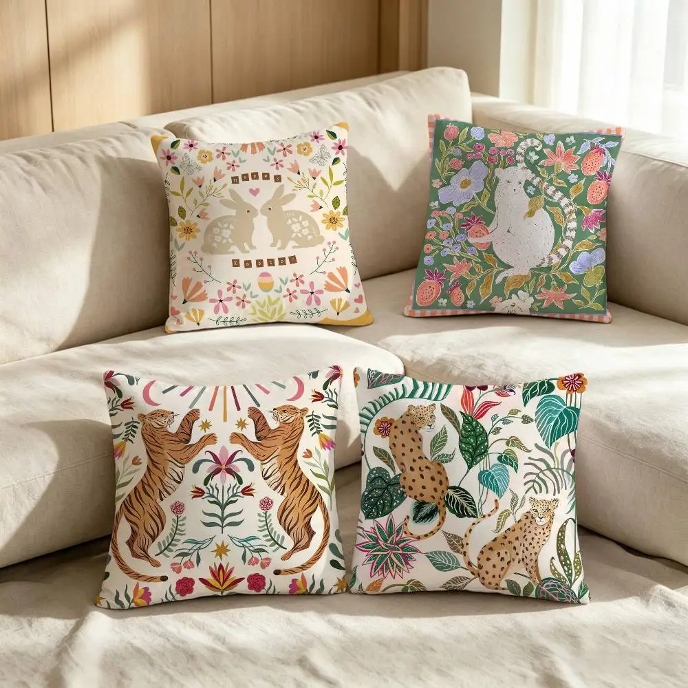fashion monkey tiger lion C-Christine De C-Carvalho Cushion Cover Decorative Pillow Sofa Home Decor Case Pillow Cases