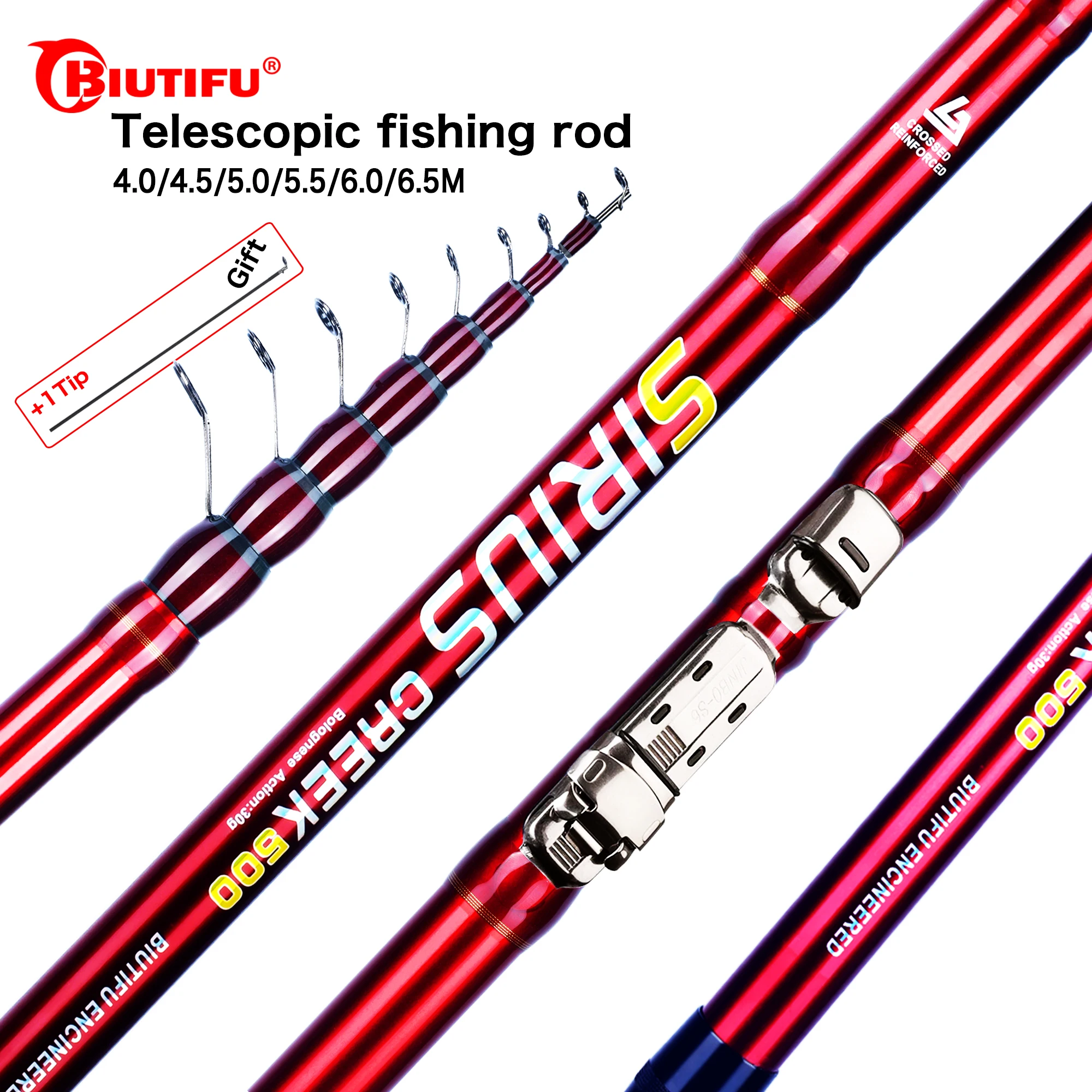 BIUTIFU Telescopic Fishing Rod 4/4.5/5/5.5/6/6.5m T800 Carbon Travel UltraLight Spinning Float Outdoor 30g Trout Bolognese Pole