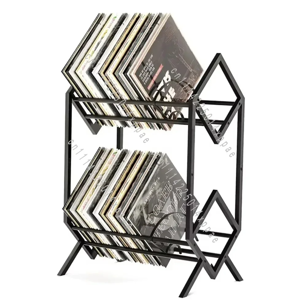 Book Magazine Organizer CD Display Vinyl Record Storage Rack 2 Tier Metal LP Holder Stand Album Shelf view 2