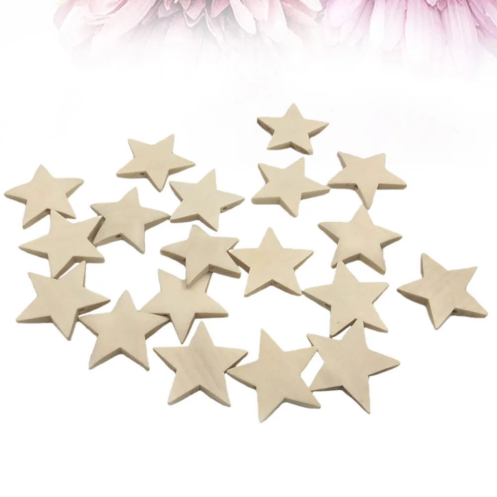 400Pcs Wood Pentagram Ornaments Natural Color 2Mm Thickness 10Mm Width DIY Painting Wood Crafts Wedding Festival Table Decor