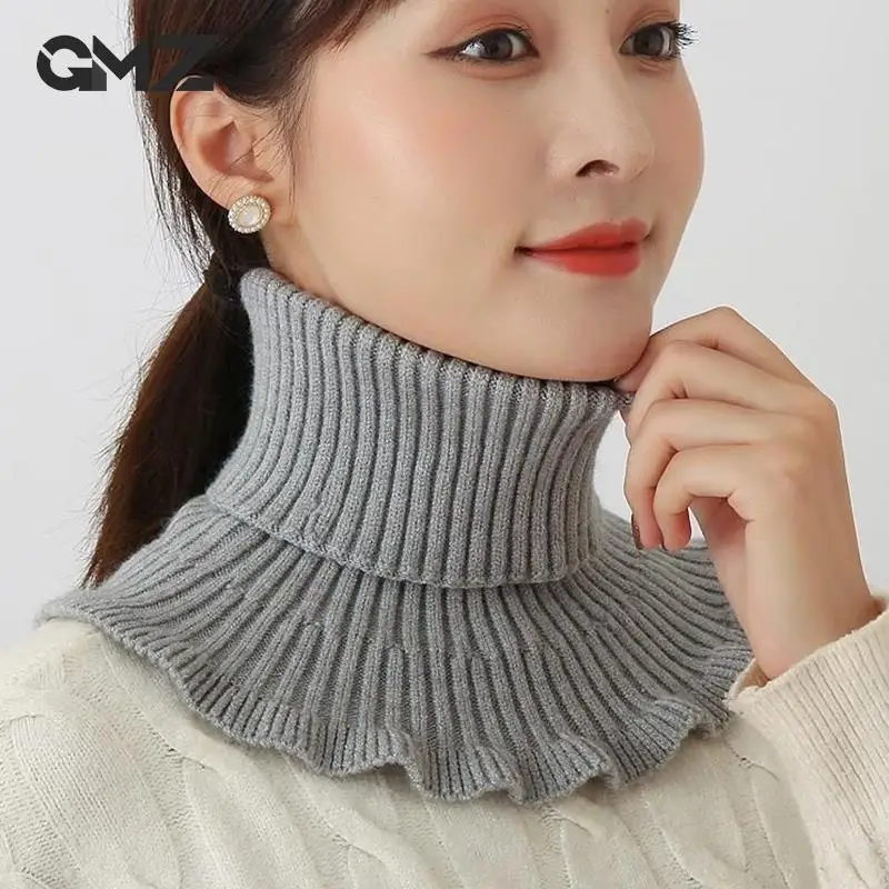 Women\'s Fake Collar Protect Cervical Spine Winter Warm Scarf Cycling Thick Elastic highNeck Faux Cashmere Rhinestone Fashion Bib