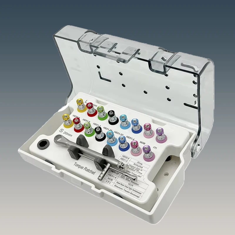 Dental Implant Torque Controller Wrench with Screwdrivers Colorful Surgical Instrument Set for Dentists