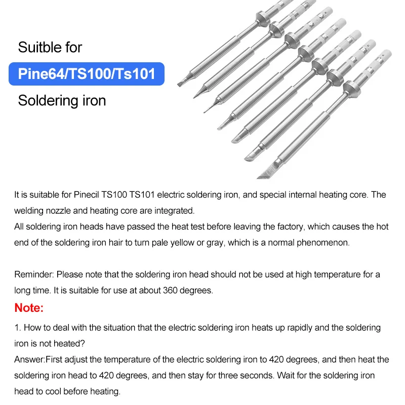 Puntas de TS-K para TS-KU, TS-I de TS-ILS para reemplazo de Pine64, TS100, Pinecil, TS101, SI012, soldador