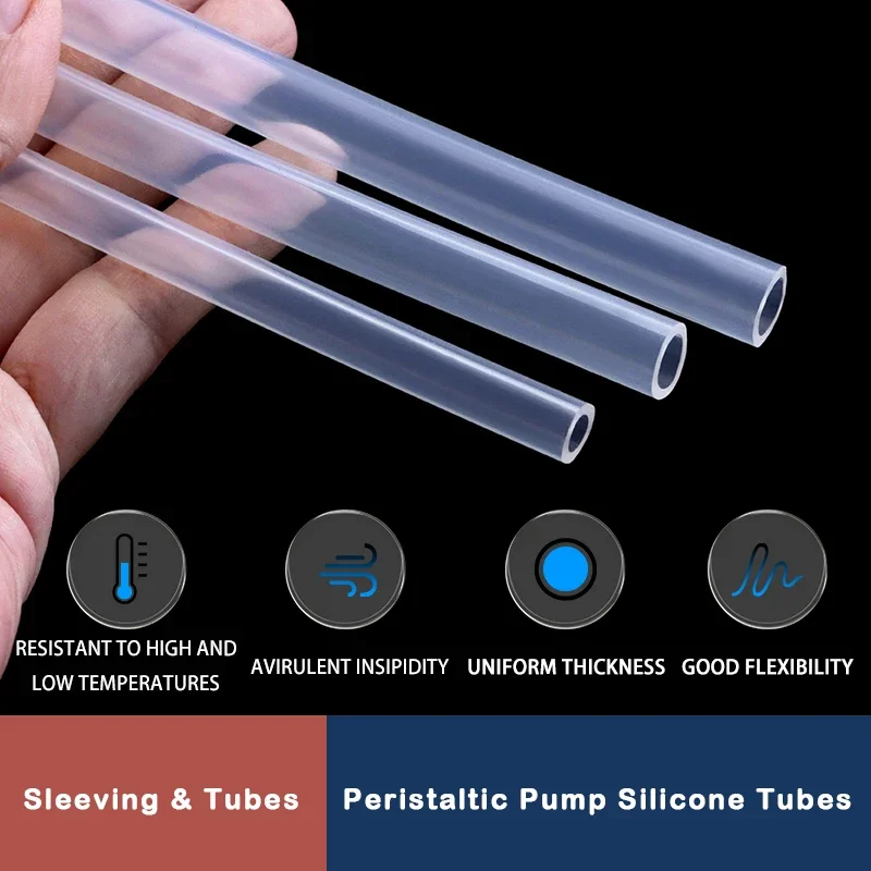 

Peristaltic Pump Tube ID 0.8 1 1.6 2.4 3.2 4.8 6.4 7.9 9.6 12.7mm Transparent Flexible Nontoxic Food Grade Soft Silicone Hose 1M