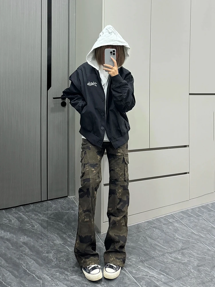 

Камуфляжные джинсы-клеш Cleanfit, мужские облегающие брюки для спецодежды, американские ретро Sle, молодежные повседневные джинсовые брюки