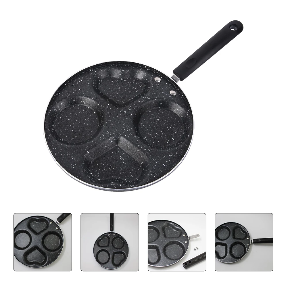 

4 Holes Nonstick Egg Aluminum Alloy Small Frying Pan for Eggs Ergonomic Handle Use Clean Hygienic