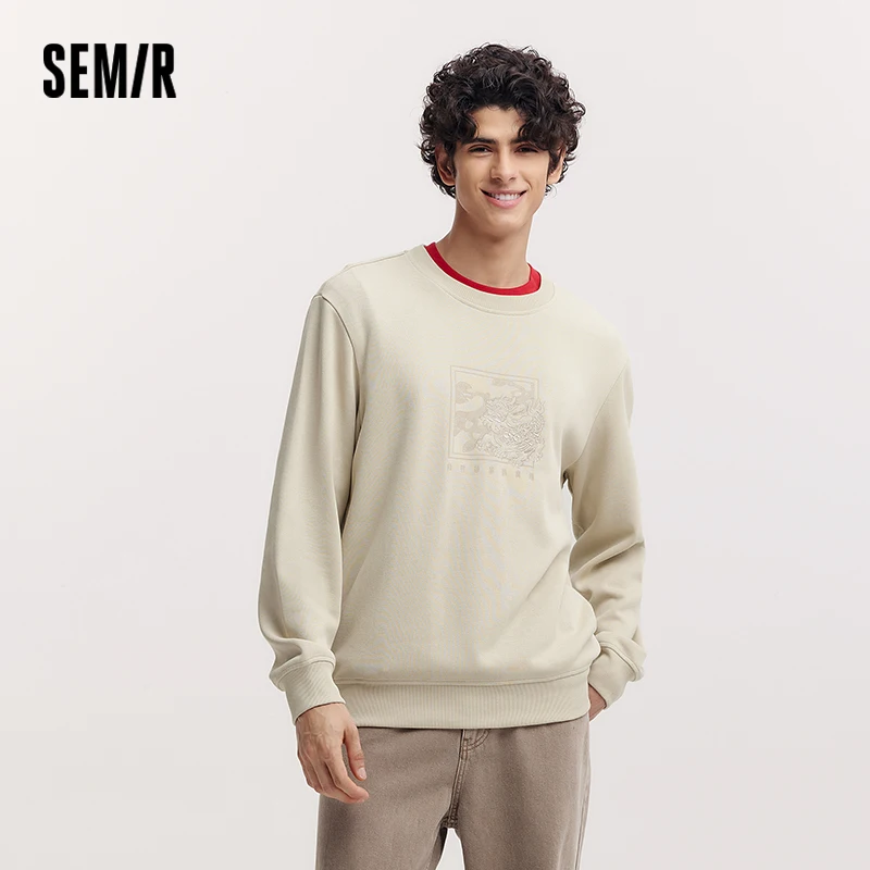 Semir Pullover Sweatshirt Men 2025 New Spring Couple's Outfits Chinese Style Embroidery New Year Couple's Costume