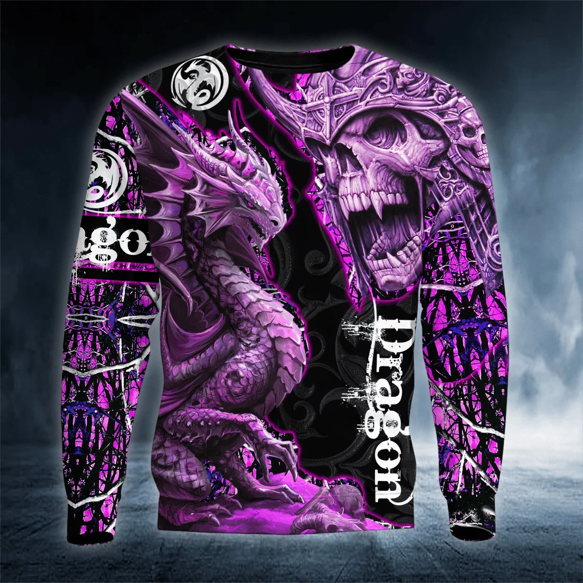 Purple Dragon King Skull Tattoo 3D All Over Printed Fashion Men's Hoodie & Sweatshirt Autumn Unisex Casual zipper Hoodie QDY50