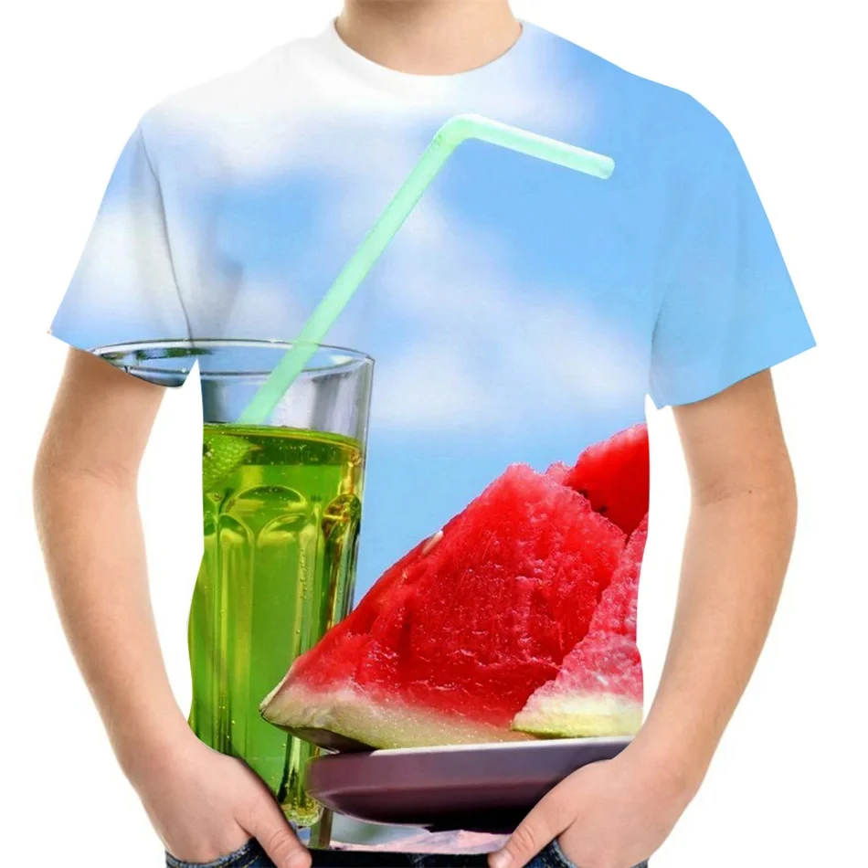 2024 Kids Clothes Boy Tshirt Short Sleeve Girl T-Shirt Children's Clothing 3D Watermelon Print Fashion Funny Kids Summer Clothes