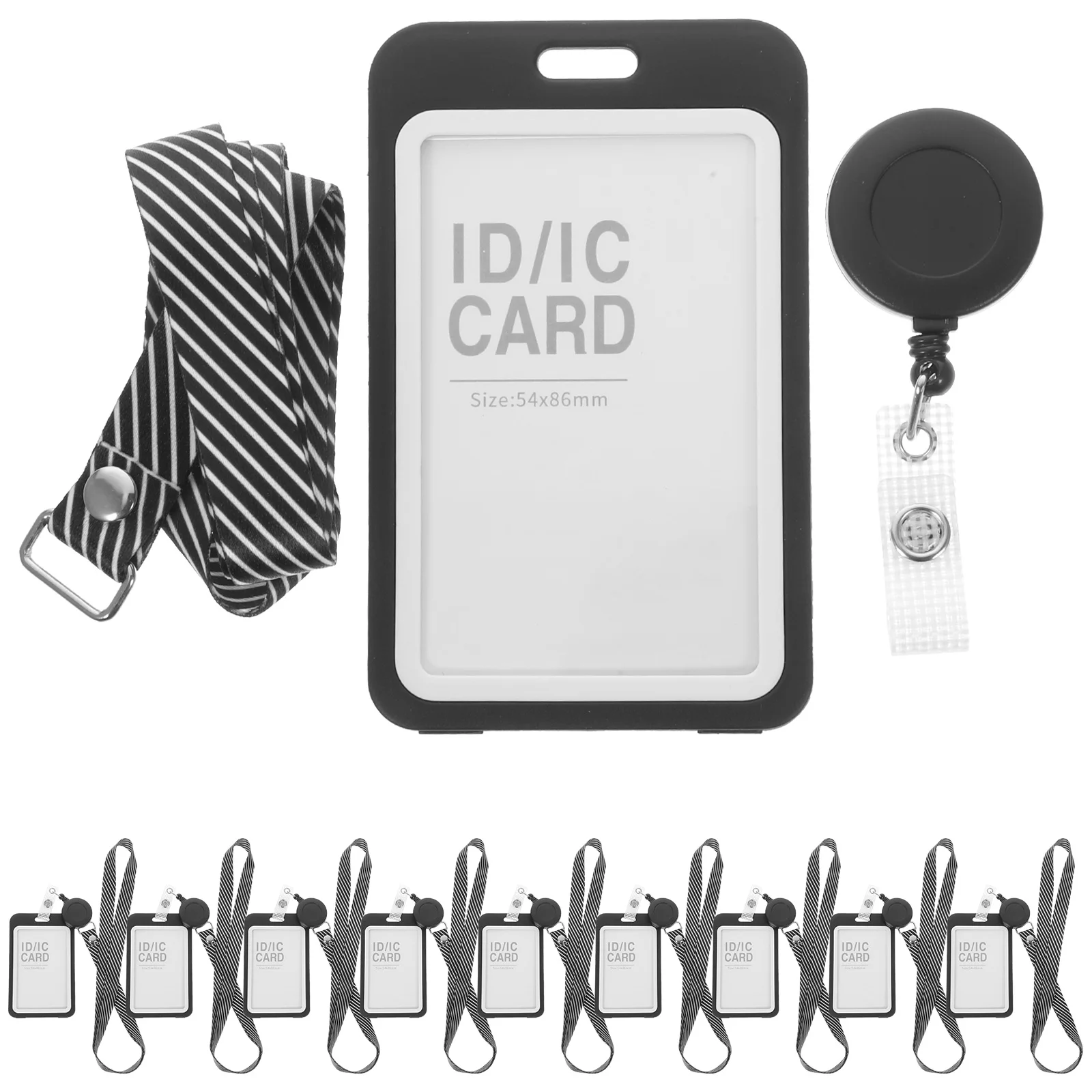 

10 Sets Retractable Lanyard ID Badge Holder Clear Sleeve Work Card Plastic Transparent Name Badge Holders Fits ID Credit Bus