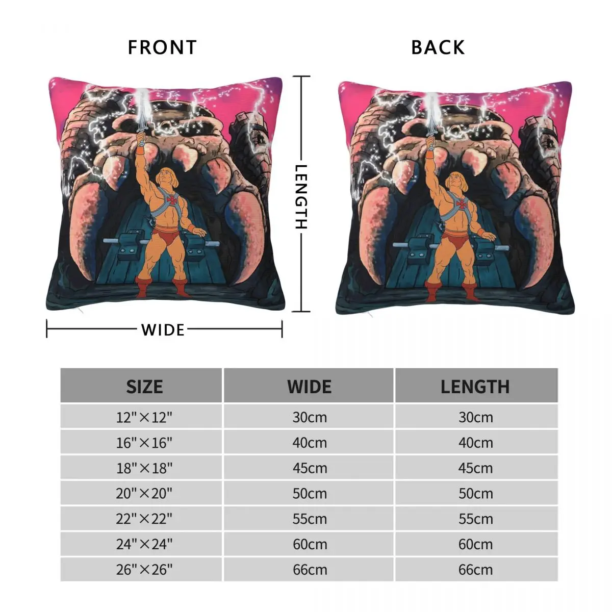 He-Man Transform Tribute Square Pillowcase Polyester Linen Velvet Printed Zip Decor Throw Pillow Case Car Cushion Cover 18