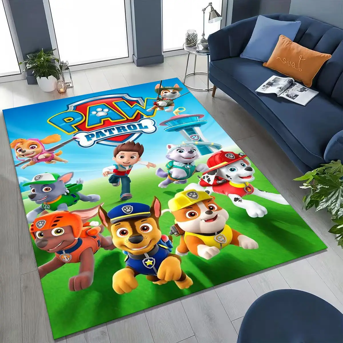 Cute P-Patrols Cartoon Dog Carpet Rug for Bedroom Living Room Sofa Home Doormat Decor, Large Kid Play Non-slip Floor Mat Gift