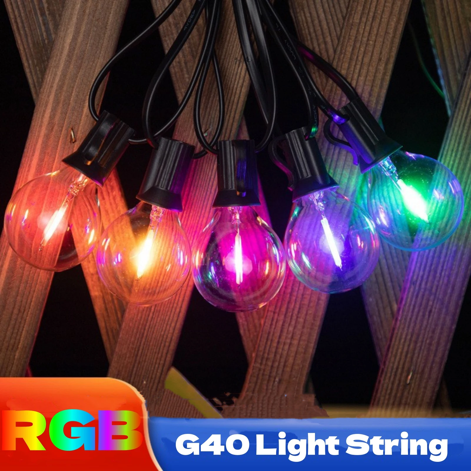 48/25/15/10Pcs G40 RGB LED Bulbs String Light EU 220V US 110V Street Garland IP44 Waterproof Connectable Fairy Globe Lights Lamp