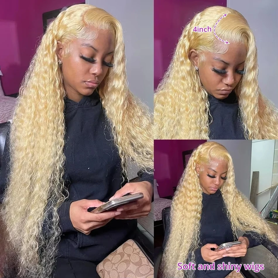 Blonde 613 Hd Lace Frontal Wig 13x6 13x4 Transparent Hd Lace Front Curly Wigs 30 32 Inch Preplucked Deep Wave Human Hair Wigs