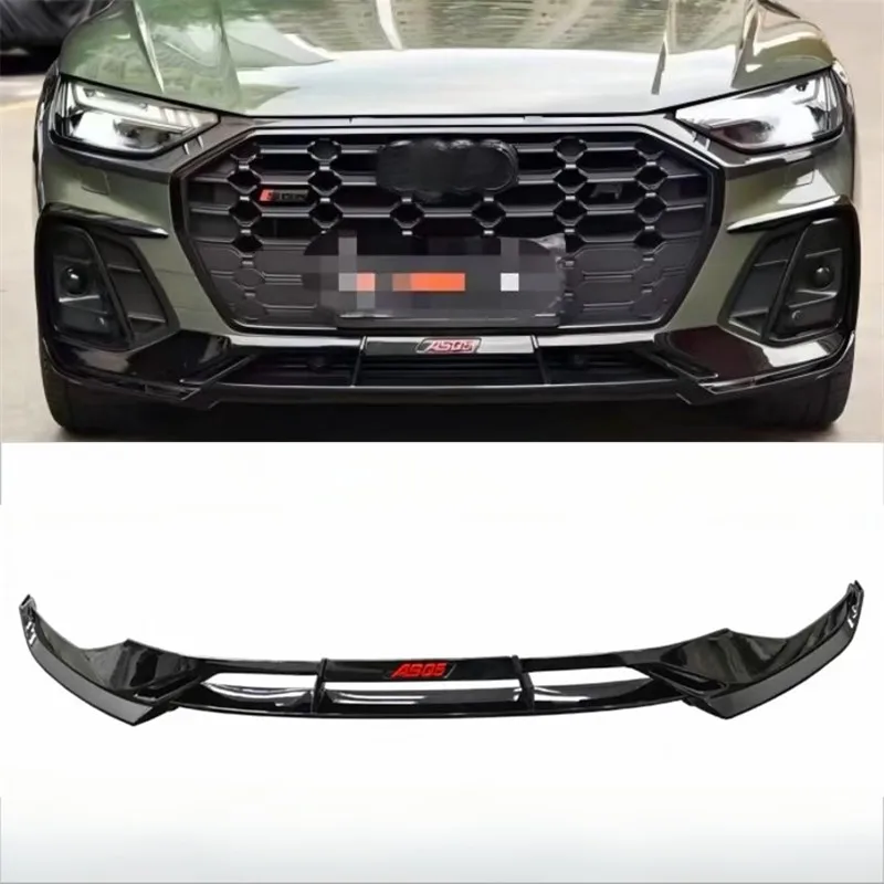 

For Audi Q5L 2020-2022 High Quality ABS Bright Black Bumper Front Lip Wind Knife Spoiler Accessories Body Kit