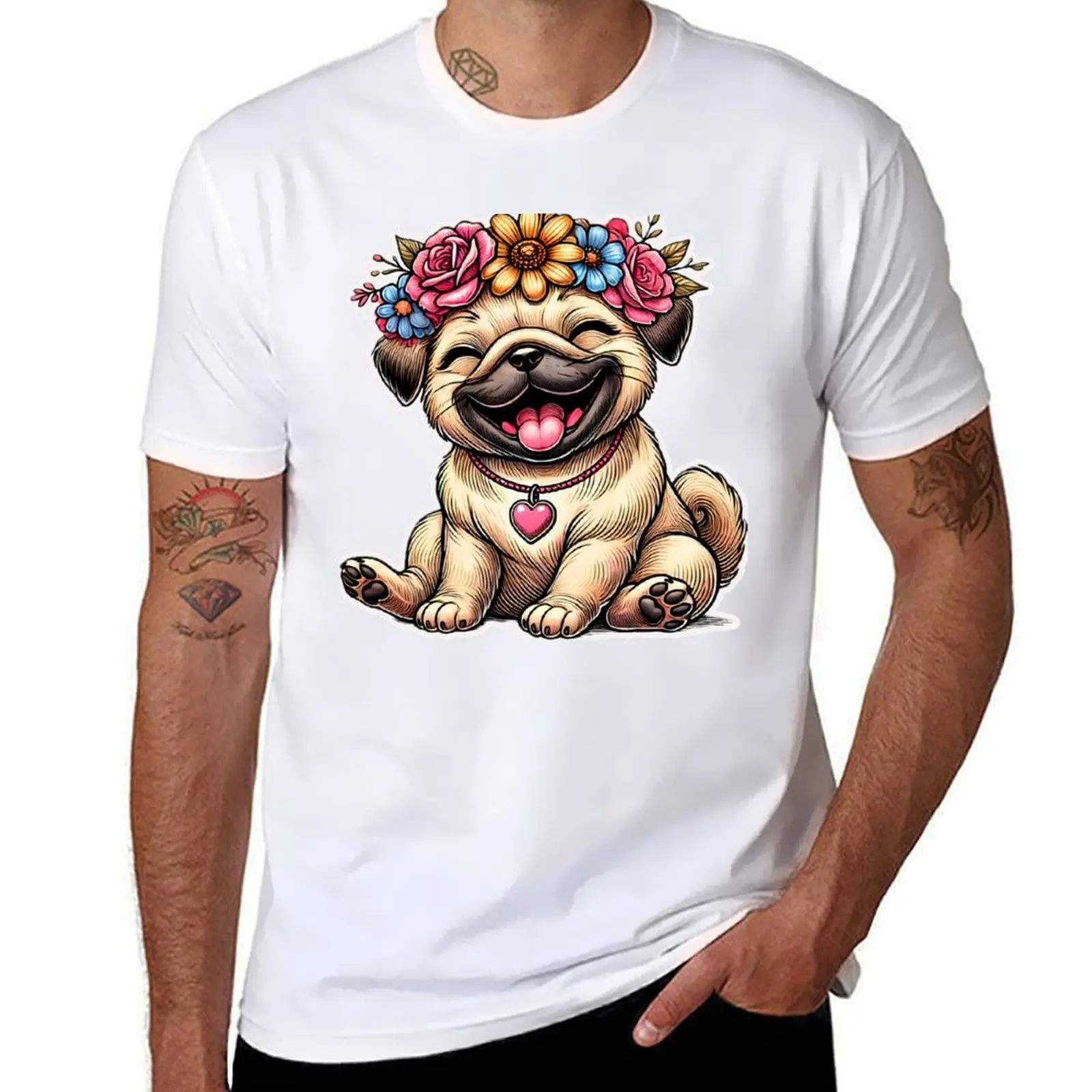 

Laughing Pug T-Shirt man t shirt graphic t shirts cotton 100% T-Shirt