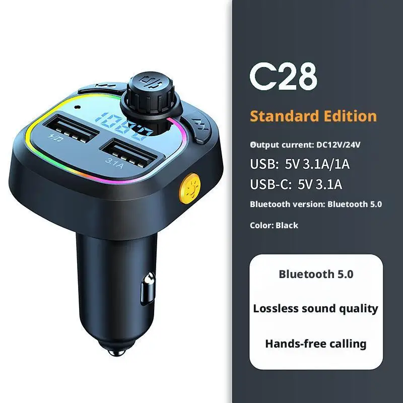 المزدوج USB نوع-C بلوتوث شاحن سيارة FM الارسال USB + Type-C 3.1A شحن سريع مكبر الصوت اللاسلكي مشغل MP3 محول الشحن