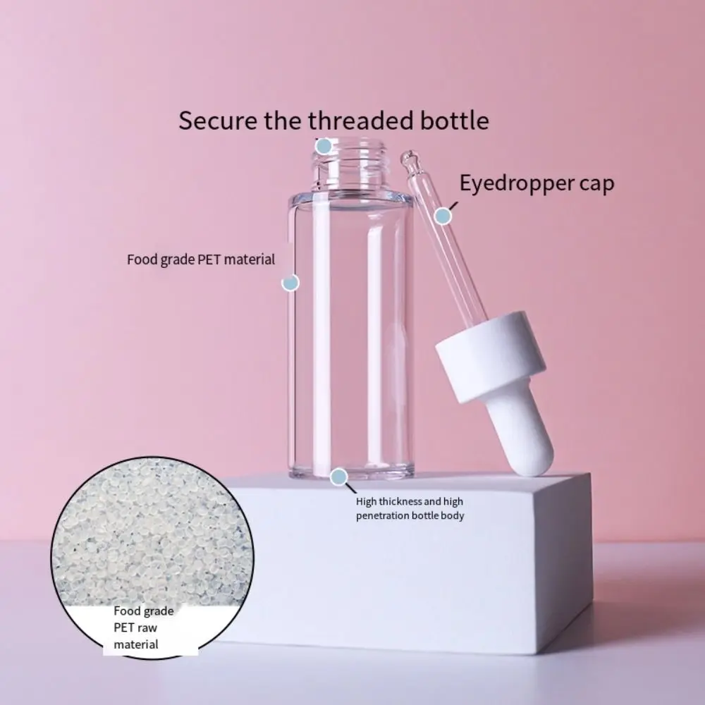 20-50ml Essential Oil Dropper Bottles White Plastic Refillable Bottles Transparent Cosmetic Liquid Containers