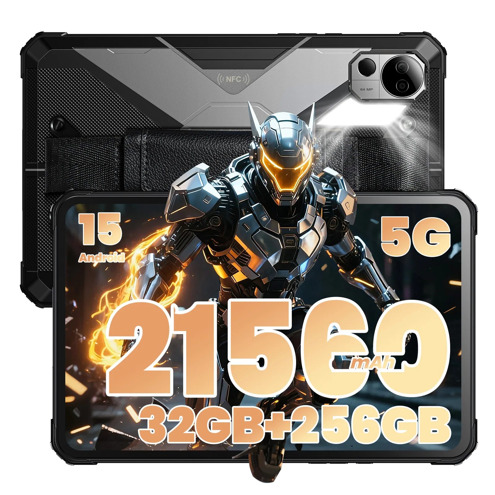 2026 Dt3 Durable Ip68 Waterproof Fingerprint&Face Id Unlock Nfc 5G Wifi 2K Display 21560Mah Android15 Rugged Tablet Pc