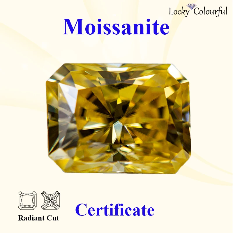 

Moissanite Radiant Cut VVS1 Lemon Yellow Color with GRA Certificate for DIY Charms Beads Jewelry Making Bracelet Rings Materials