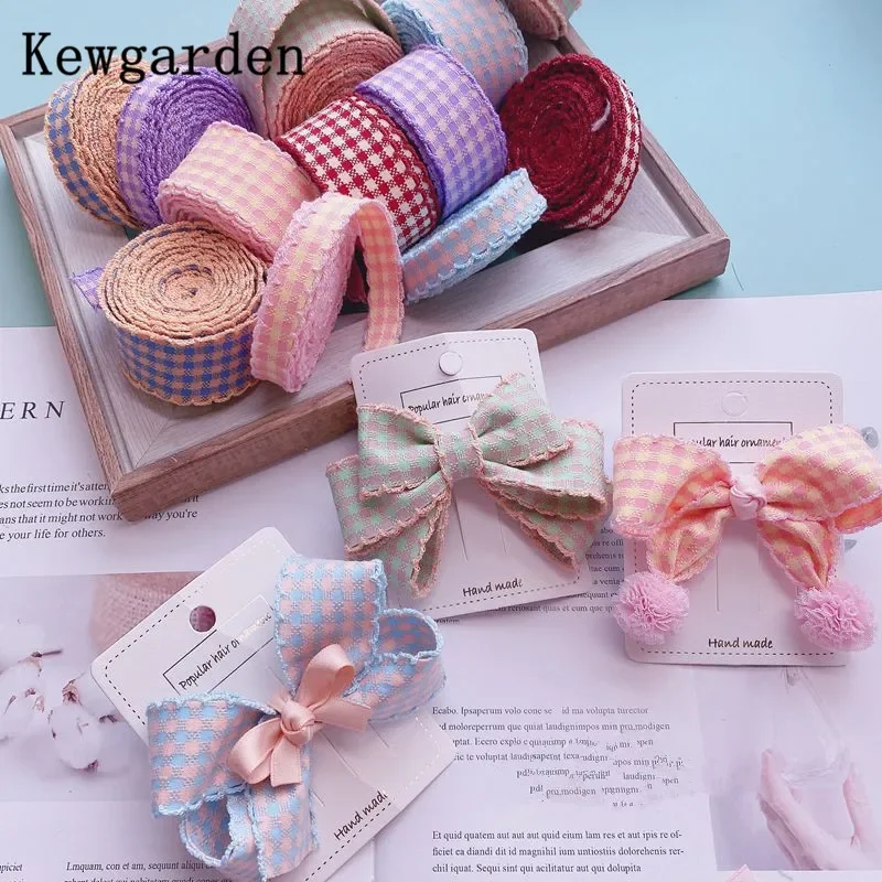 Kewgarden Plaid Hemming Ribbon 12mm 32mm DIY Hairbow Accessories Handmade Sewing Crafts Overlock Edge Tape Gift Packing 5 Meters